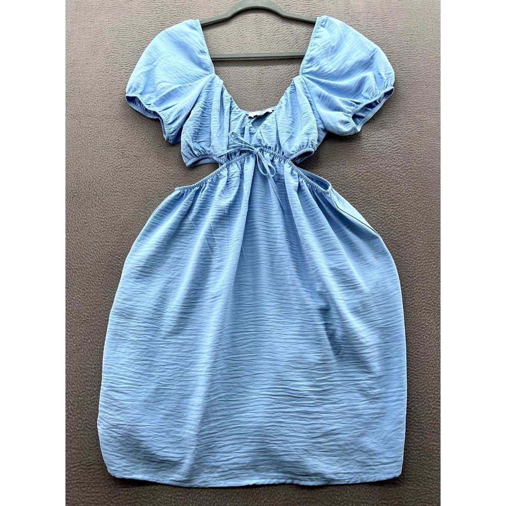 Love Tree Mini Dress Womens M Light Blue Cut Out  Puff Sleeve S/4763DY
